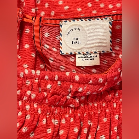 ANTHROPOLOGIE Postmark Orange and Beige Swiss Dots Dress Size Small - Picture 5 of 7